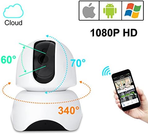 Wireless Network Camera, 1080P Home Wireless Monitoring, Security Surveillance Video Camera System with 2 Way Audio, Motion Detection, Pan Tilt, Night Vision for Baby/Elderly/Pet/Nanny/Office Monitor