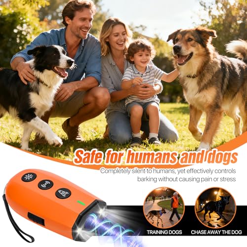 RoserRose Anti Bell Gerät Hunde, Antibell Ultraschall Gerät, Wiederaufladbar Ultraschall Hundeabwehr mit Frequenze Taschenlampe, Hundegebell Stoppen Für kleine & große Hunde Innen & Außen