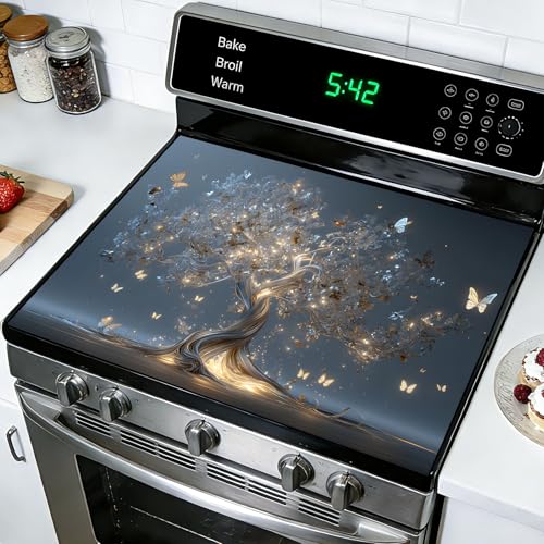 Image of Stove Burner Covers Non-Slip Electric Cooktop Protector Mat (Tree of Life)