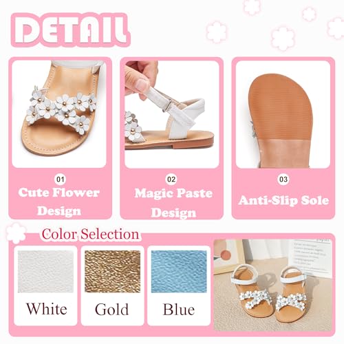 Image of Flaryzone Girls Sandals Open Toe Summer Flats Dress Sandals Shoes Toddler /Little Kid