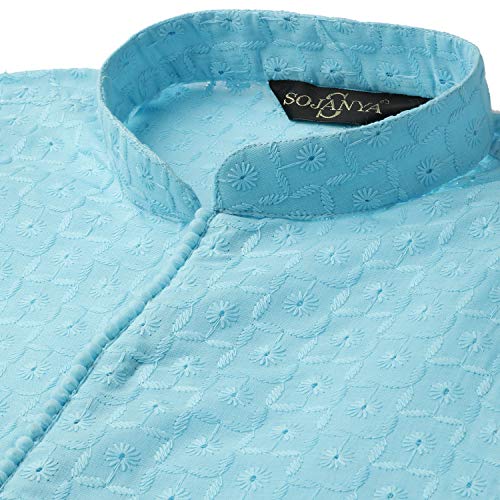 Image of SOJANYA Men's Pure Cotton Regular Fit (Since 1958 Embroidered ONLY Kurta)