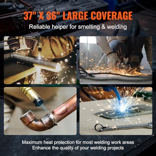 Image of VEVOR Carbon Felt Welding Blanket 4 Pack, 37 inch x 36 inch Flame Retardant Welding Blanket, Up To 1800F Heat Resistant Blanket Set, Cuttable Carbon Fiber Fire Retardant Insulation Welding Mat Pad