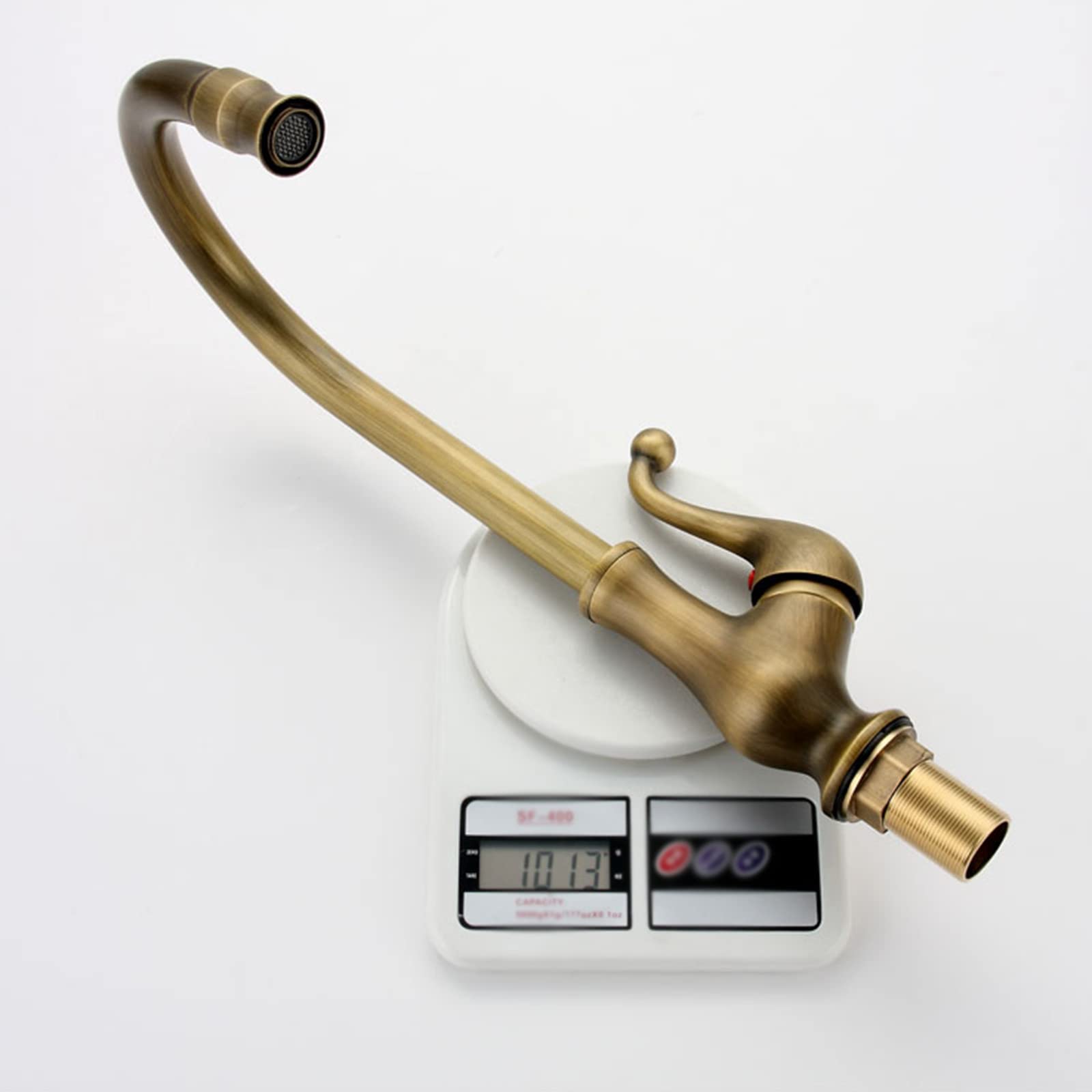 Robinet d'évier de Cuisine en Laiton Vintage, Design monotrou, Compatible avec Les éviers, Look rétro élégant pour la Salle de Bain, Durable et élégant.