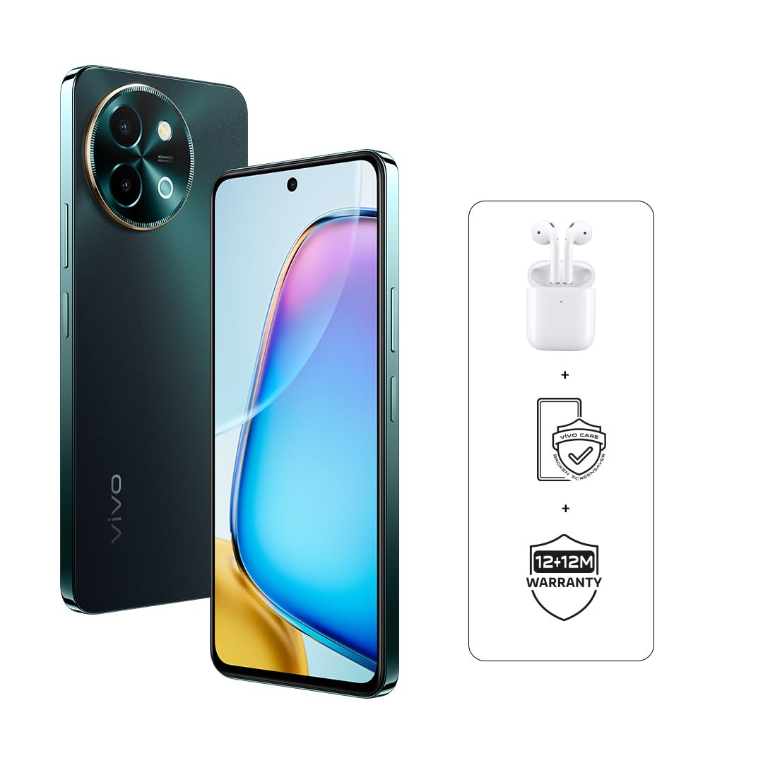 vivo Y38 5G (Agate Green, 8+8GB RAM, 256GB) 6000mAh, 44W charger | 120 Hz | Snapdragon 4 Gen 2 | IP64 | NFC | Online Exclusive Bundle: TWS Earbuds, 24 Months Warranty and 6 Months Screen Protection