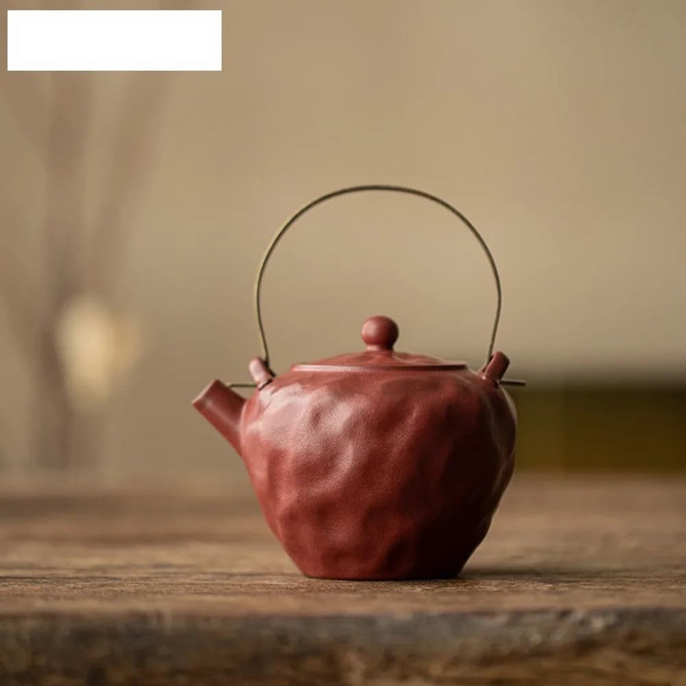 Teiere 320ml Teiera in Ceramica Grezza Fatta a Mano Teiera Giapponese con Manico in Loop Bollitore for la Preparazione del tè Teaset Teiere Caffettiera Teiera(C 12X13.8CM 320ML)