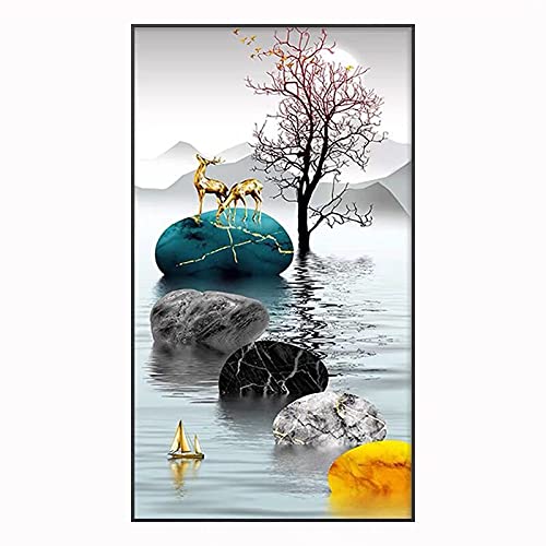 Kit Diamant Peinture Lucky Stone 70x140cm broderie mosaïque grand format strass ronds et carrés
