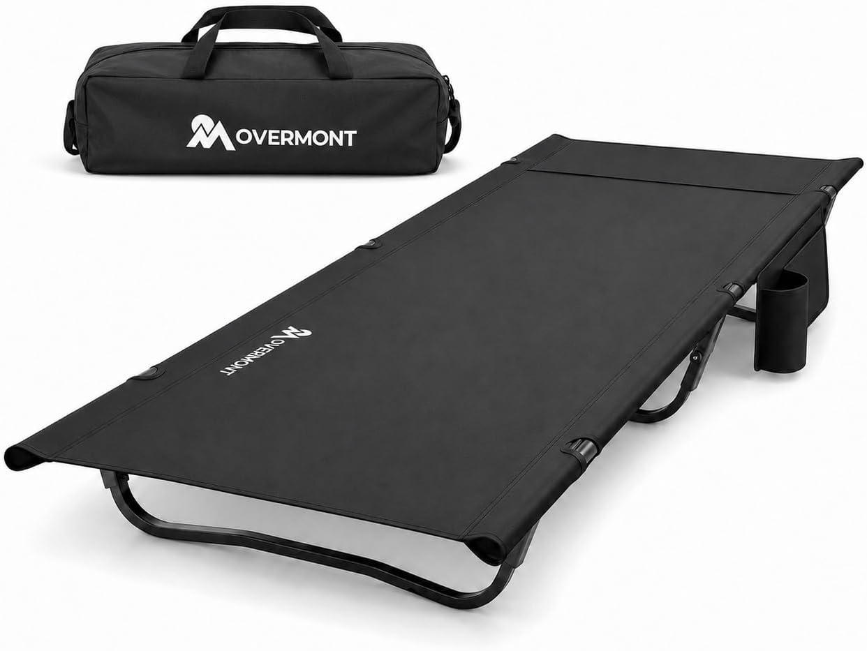 Overmont Portable Camping Cot for Adult - Ultralight with Pillow Pocket