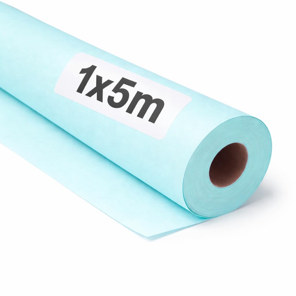 OFITURIA Papel Kraft pastelowy niebieski Rolka 1 x 5 m, 3 rolki, papier pakowy i papier do pakowania prezentów, do wysyłki i majsterkowania, trwały i łatwy do cięcia