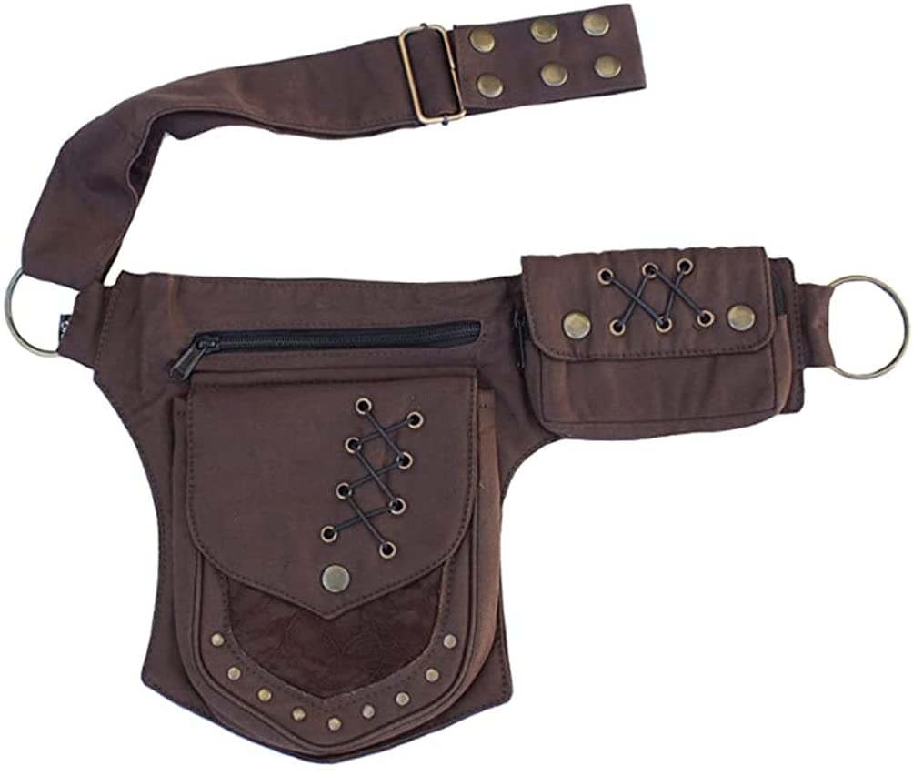 Women Waist Bag Fanny Bag Renaissance Faire Festival Chest Pack with Adjustable Belt Fashion Hip Bum Bag for Running Hiking 00/Brown