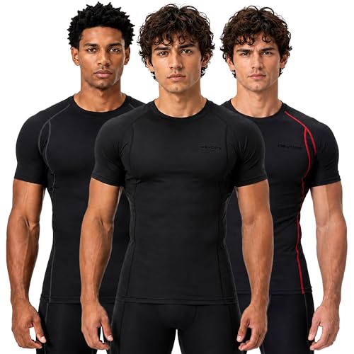 Image of DEVOPS 3 Pack Men's Athletic Short Sleeve Compression Shirts