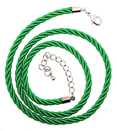 Mevoi Three Ply Twisted Faux Silk Cord Necklace (20 inch)-Green