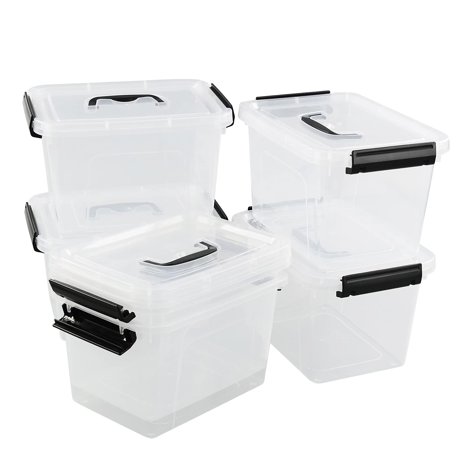 Boîtes de rangement 6 L avec couvercle bac plastique gris de stockage maison et bureau