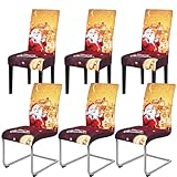 Photo Gallery yugarlibi xmas - set di 6 coprisedia per sedia basculante, universale, elastico, per sala da pranzo, hotel, feste (6 pezzi, rosso oro) Photo Gallery yugarlibi xmas - set di 6 coprisedia per sedia basculante, universale, elastico, per sala da pranzo, hotel, feste (6 pezzi, rosso oro)