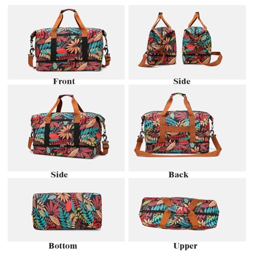 Weekender Overnight Bag Bohemian Style Travel Duffel Bag for Women Carry On Tote with Shoe Compartment (Purple)4