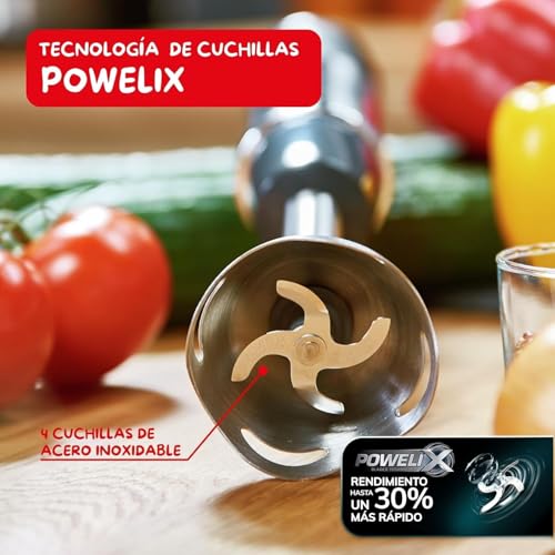 Miniatura 4 de Moulinex QuickChef, Batidora de Mano de 1000 W, 10 velocidades variables y función turbo, Protector antisalpicaduras, Incluye picador de 500 ml y vaso medidor de 800 ml, Negra, DD6578