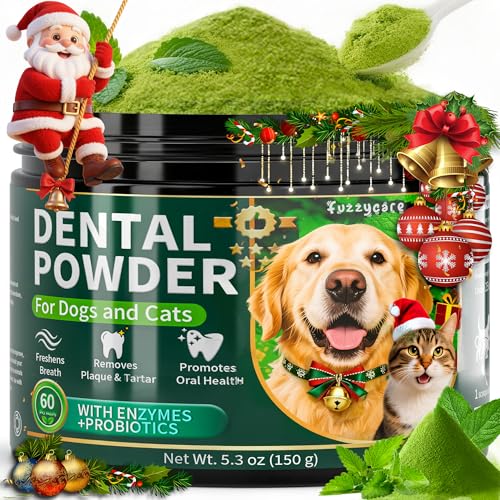 Dog Dental Powder, Dog Teeth Cleaning Powder with Natural Herbal Blend, Plaque Off Pet Tooth Cleaning lab co, Targets Tartar & Reduces Plaque & Bad Breath for Dogs & Cats, Mint -150Grams
