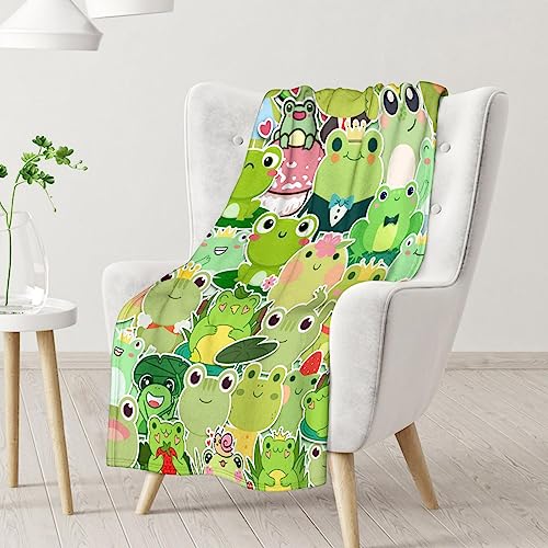 Frog Blanket Gifts - 40x50 Inches Cute Throw for Girls & Boys - Colorful Soft Fuzzy Blankets for Bed, Couch & Living Room