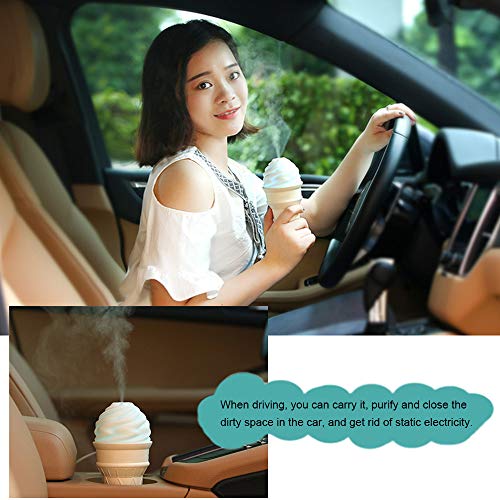 Anself Car Interior Office Umidificador de ar em forma de sorvete Mini criativo USB Night Lamp Umidi