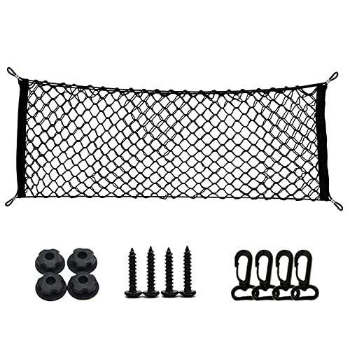 smtfcty Kofferraum Netz Auto Gepäcknetz 110 x 40cm Kofferraum Netz Organizer für Auto SUV, Elastisch Nylon Kofferraumnetz Schutznetz mit 4 Haken,