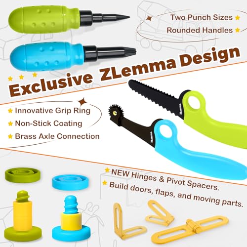Image of Cardboard Construction Kit - 401 PCS Kids Building Set with Safe Serrated Cutter, Crease Roller, Screws & Nuts, STEM Upcycled Tool for DIY Cardboard Projects, Engineering & Creativity