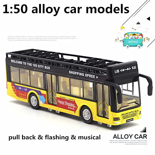 Image of DARVICE Diecast Metal Alloy London Long Bus Double Decker Bus Die Cast Metal Bus Light & Music Open Door Collection Bus Toys For Boy Kids, Multi Color
