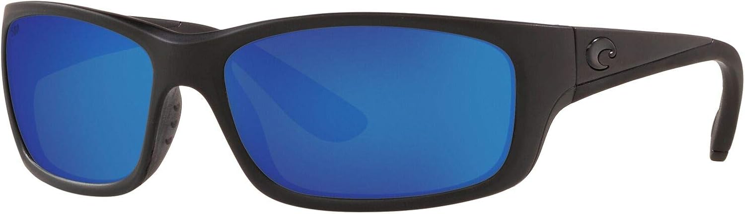 Costa Del Mar Men's Jose Rectangular Sunglasses Blackout/Grey Blue Mirrored Polarized-580g 62 Millimeters