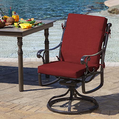 Image of Arden Outdoor Midback Chair Cushion, 18 x 16.5, Water Repellent, Fade Resistant 18 x 16.5, Ruby Red Leala
