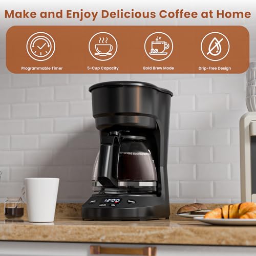 WAA 5 Cup Programmable Drip Coffee Maker