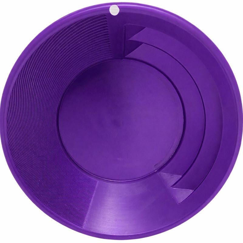 Sluice Fox Gold Pan with Patented Vanishing Riffle Set Spiral Gold Finishing Pan for Prospecting & Paydirt Green Black Purple 9 11 or 15 Purple 11