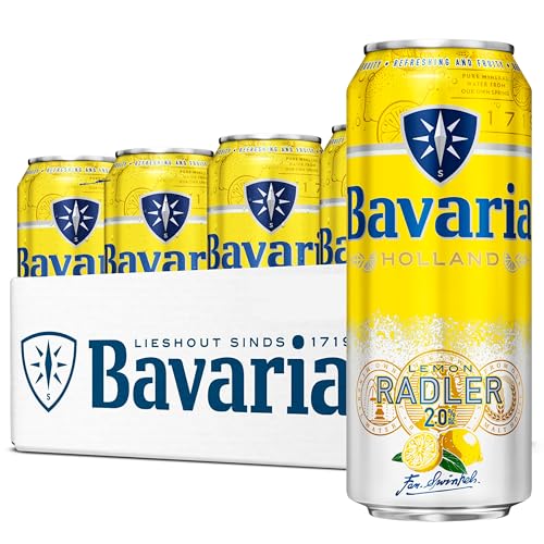 Bavaria 2.0% Lemon Radler Beer (12 x 500ml Cans) - Low Alcohol Shandy with Lemon Refreshing Pilsner & Lemon Mix Light & Crisp Summer Beer