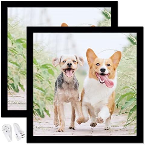 icariery 13x13 Picture Frame Set of 2, Black Square Photo Frames High Transparent Wall Gallery Desktop Horizontal Vertical for Canvas Collage Photo Poster Certificate 13 x 13 inches Cover