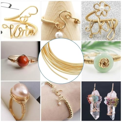 Image of Beadsnfashion 60 Meter Brass Craft Wire DIY Gold Color Wire for Jewellery Making, Beading, Flower Making, Hobby Crafts and School Project (Gold, 28 Gauge (0.32mm))