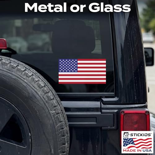 Image of Stickios American Flag Decal Classic Flag - Made in USA | Patriotic Vinyl Bumper Sticker for Cars, Trucks & Windows (5.8 x 3.1 inches)