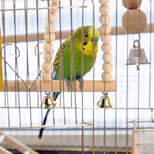 UKCOCO 8 Peças Pássaro Papagaio Balançando Brinquedos de Mascar Com Sino de Madeira Natural Em Pé Re