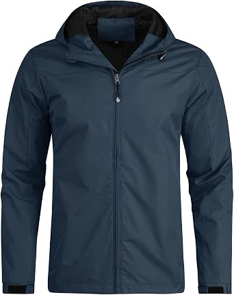 YOUTHUP Men's Jacket Outdoor Waterproof Jackets with Hood Lightweight Windproof Sports Jacket Hiking Rain Coat