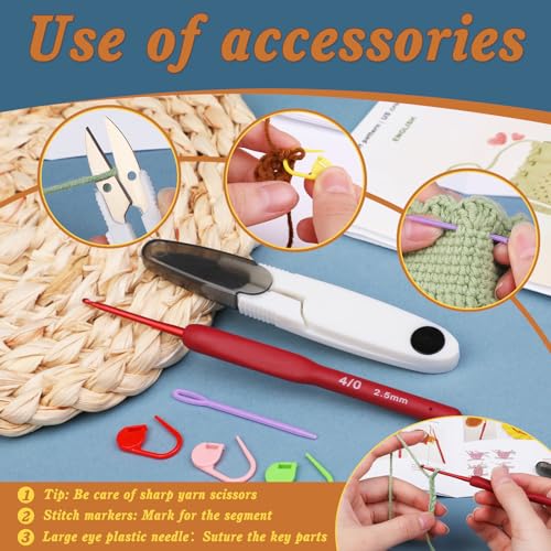 ENCHOL Beginner Crochet Kit, Sunflower Phone Bag Crochet Kit - Image 3