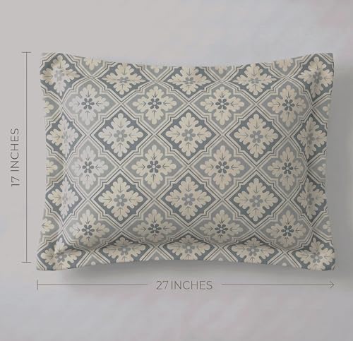 Image of VAS COLLECTIONS Cotton Pillow Cover Set of 2 (17x27 Inches) | Ultra Soft Breathable Pillow Cases for Bed | Skin Friendly, Fade Resistant & Comfortable Pillow Covers for Bedroom Decor (Grey & White)