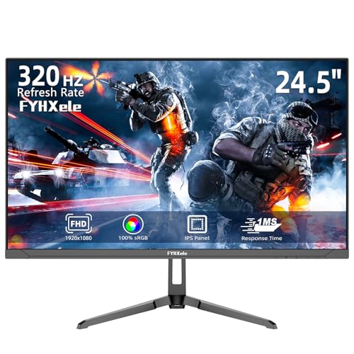 Image of FYHXele 24.5 Inch Gaming Monitor 320Hz, FHD 1920x1080 Computer Monitor, 1ms Frameless, 100% sRGB, LED Background Light, Freesync Eye Care 2xDisplay Port, 2xHDMI