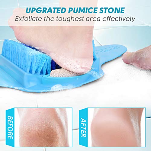 BESKAR Shower Foot Scrubber with Pumice Stone, Foot Clean, Smooth, Exfoliate & Massager Without Bending in The Shower or Bathtub, Foot Dead Skin & Callus Remover- Upgraded Non Slip with Suction Cups