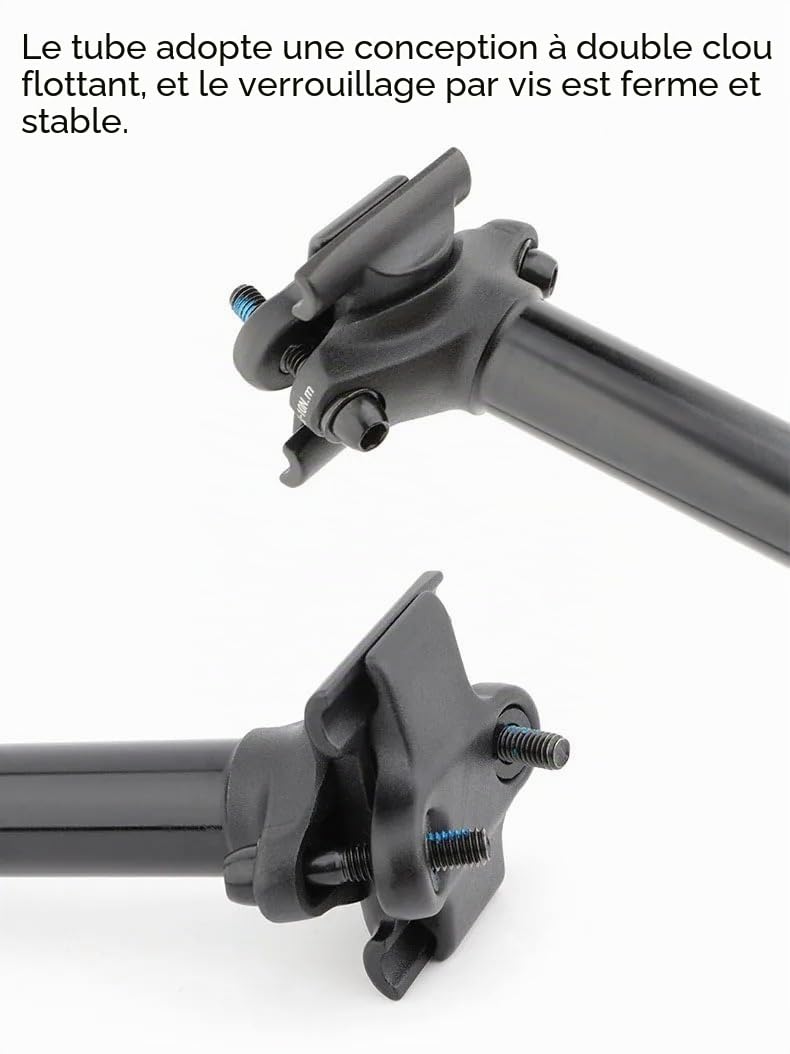Tige de Selle VTT Telescopique de Vélo 27,2/28,6/30,0/30,4/30,8/31,6/33,9mm, Tige de Selle Compte-Gouttes a Distance Réglable en Hauteur Routage Interne Débattement de 80mm