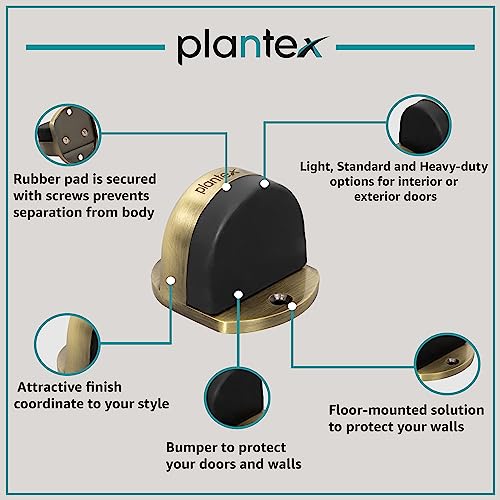 Image of Plantex Premium Floor Mounted Door Buffer /Sound Dampening Rubber Buffer for Bed Room /Living Room /Kitchen /Bathroom Door /Stops for Door - (Brass Antique)