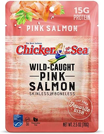 Chicken of the Sea Pink Salmon, Wild-Caught, Skinless & Boneless, 2.5-Ounce Packets (Pack of 12)