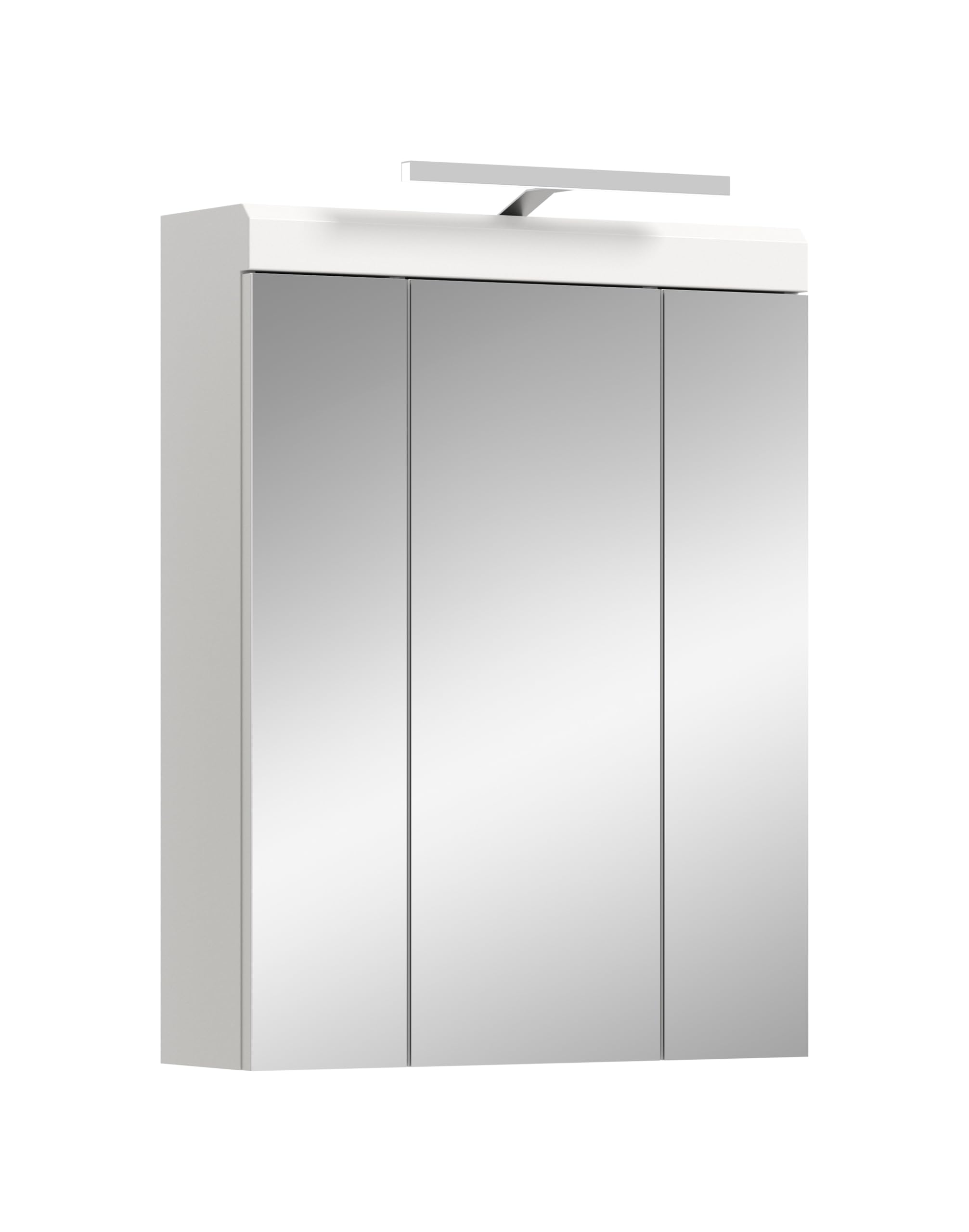 xonox.home - Spiegelschrank inkl. Beleuchtung Scout 2-TLG. Set 60x79x18 cm in weiß und weiß Hochglanz - Badezimmerkombination Badset Badmöbel - Pflegeleichte Oberfläche nordisches Design