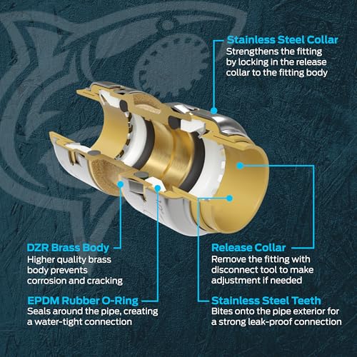 Image of SharkBite Max 1 Inch x 3 /4 Inch MNPT Adapter, Pack of 6, Push-to-Connect Brass Plumbing Fitting, UR143