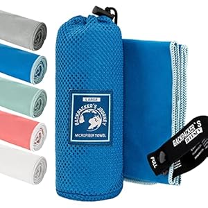 Backpacker’s Journey Mikrofaser Handtücher in S M L XL. Reisehandtuch Sets leicht, schnelltrocknend, saugfähig und…