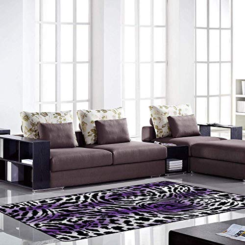 Tapis léopard antidérapant grand format lavable pour salon - 4