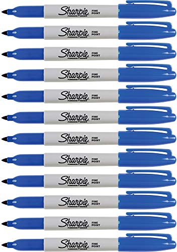 Sharpie 30003 Permanent Markers, 2 Packs Of 12 Markers Each For A Total Of 24 Markers, Blue; Alcohol-Based Ink Is Quick-Drying And Nontoxic; Durable Ink Is Fade-Resistant And Water-Resistant #TOP2