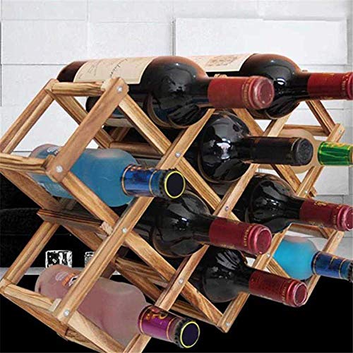 qiuqiu Soporte de Madera para 10 Botellas de Vino Plegable miniatura 7