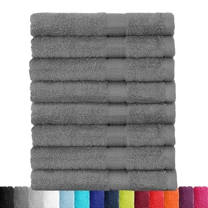 BaSaTex Frottier Handtücher Set aus weicher Baumwolle - 50x100 cm - 100% Baumwolle Öko-Tex Made in Green Zertifiziert | 8X Handtuch in Anthrazit Grau