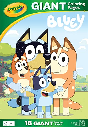 CRAYOLA Giant Colouring Book - Bluey | 18 Pages of Bluey Colouring Fun | Includes 100 Stickers | Ideal for Kids Aged 3+